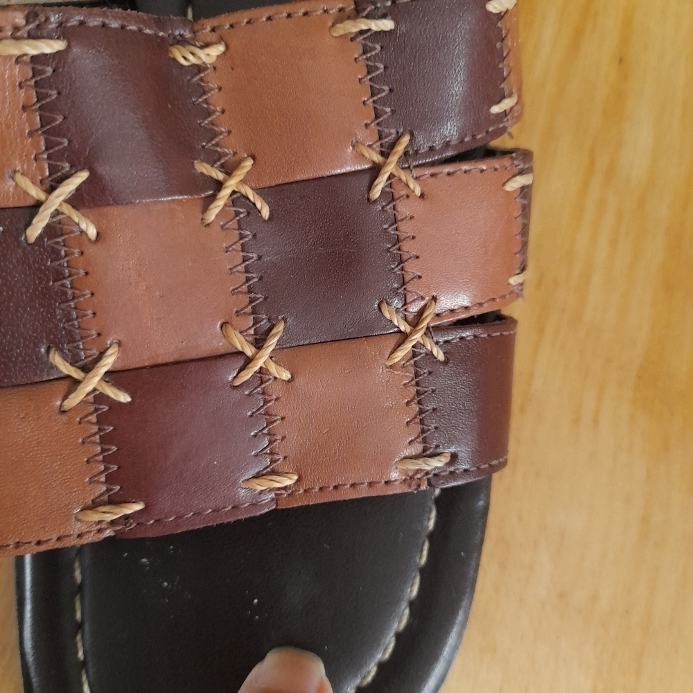 Passofino Leather Sandals patchwork style Slip on heels womens Size 7 - Picture 8 of 12